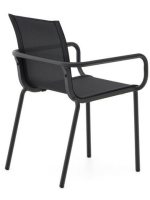 ALDANA noir ou blanc en aluminium peint et en textilène chaise empilable pour intérieur ou extérieur