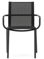 ALDANA noir ou blanc en aluminium peint et en textilène chaise empilable pour intérieur ou extérieur