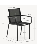 ALDANA noir ou blanc en aluminium peint et en textilène chaise empilable pour intérieur ou extérieur