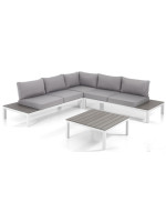 AMAVER corner set in white aluminum cushions included for indoor or outdoor garden terraces