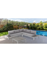 AMAVER ensemble d'angle en aluminium blanc coussins inclus pour intérieures ou extérieures terrasses de jardin