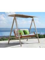 BELLA dondolo in alluminio bianco o tortora e legno di teak per giardini e terrazzi