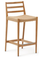 AVREL sgabello seduta h 70 cm in legno massello di rovere finitura naturale e corda