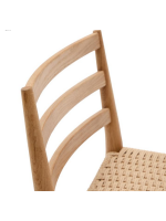 AVREL taburete con asiento h 70 cm de madera maciza de roble con acabado natural y cuerda