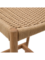 AVREL Hocker mit Sitzhöhe 70 cm aus massivem Eichenholz mit natürlichem Finish und Seil