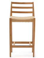 AVREL tabouret avec assise h 70 cm en bois de chêne massif finition naturelle et corde