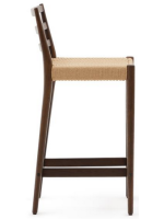 NIKOL tabouret avec assise h 70 cm en bois de chêne massif finition noyer et corde