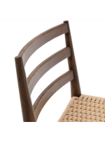 NIKOL taburete con asiento h 70 cm de madera maciza de roble con acabado nogal y cuerda