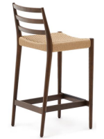 NIKOL tabouret avec assise h 70 cm en bois de chêne massif finition noyer et corde