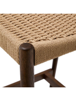 NIKOL tabouret avec assise h 70 cm en bois de chêne massif finition noyer et corde