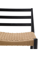 METIS Hocker mit Sitzhöhe 70 cm aus massivem Eichenholz mit schwarz Finish und Seil