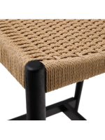 METIS taburete con asiento h 70 cm de madera maciza de roble con acabado negro y cuerda