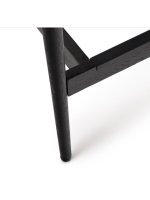 METIS Hocker mit Sitzhöhe 70 cm aus massivem Eichenholz mit schwarz Finish und Seil