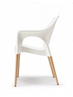 NATURAL OLA beech legs with polypropylene seat color choice stackable armchair