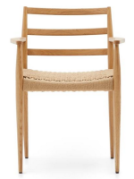 BASTANT chair with armrests in solid oak and rope seat