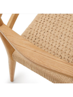 BASTANT chair with armrests in solid oak and rope seat