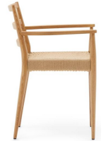 BASTANT chair with armrests in solid oak and rope seat