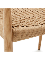 BASTANT chair with armrests in solid oak and rope seat