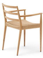 BASTANT chair with armrests in solid oak and rope seat