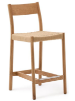 FASCION sgabello seduta h 65 cm in legno massello di rovere finitura naturale e corda