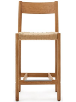 FASCION Hocker mit Sitzhöhe 65 cm aus massivem Eichenholz mit natürlichem Finish und Seil