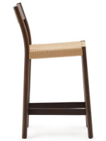 PAPIRO tabouret avec assise h 65 cm en bois de chêne massif finition noyer et corde