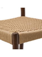 PAPIRO tabouret avec assise h 65 cm en bois de chêne massif finition noyer et corde