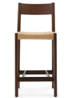 PAPIRO Hocker mit Sitzhöhe 65 cm aus massivem Eichenholz mit Nussbaum und Seil