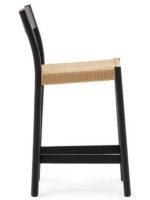 SIENA taburete con asiento h 65 cm de madera maciza de roble con acabado negro y cuerda