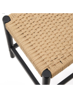 CARPESCHI stool with seat h 65 cm in solid oak wood with black finish and rope