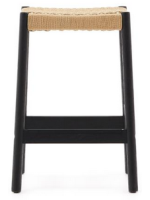 CARPESCHI Hocker mit Sitzhöhe 65 cm aus massivem Eichenholz mit schwarz Finish und Seil