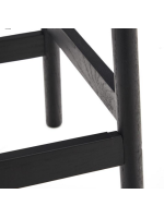 CARPESCHI stool with seat h 65 cm in solid oak wood with black finish and rope