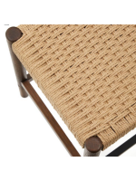 MOGAN sgabello seduta h 65 cm in legno massello di rovere finitura noce e corda