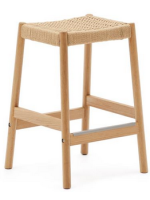ELART taburete con asiento h 65 cm de madera maciza de roble con acabado natural y cuerda