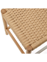ELART Hocker mit Sitzhöhe 65 cm aus massivem Eichenholz mit natürlichem Finish und Seil