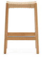 ELART taburete con asiento h 65 cm de madera maciza de roble con acabado natural y cuerda