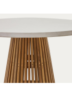 AFRODITE ⌀ 90 or ⌀ 120 cm design table in teak wood and gray concrete top for indoor or outdoor home furnishings