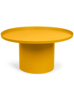 DERTEM table basse ronde en métal jaune