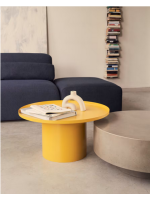 DERTEM round coffee table in yellow metal