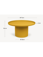 DERTEM table basse ronde en métal jaune