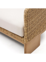 AMAR 3-Sitzer-Sofa 220 cm aus massivem Eukalyptusholz und synthetischem Rattan und abnehmbaren Kissen für drinnen und draußen