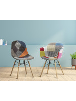 KENNA im Patchworksessel aus Stoff und Beine in Holz und Metalldesignmöbeln