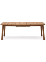 ARMONICA Mesa de madera de teca maciza de 220x100 cm extensible 294 cm para jardín o terraza exterior