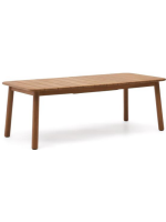 ARMONICA Mesa de madera de teca maciza de 220x100 cm extensible 294 cm para jardín o terraza exterior