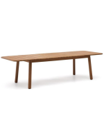 ARMONICA Mesa de madera de teca maciza de 220x100 cm extensible 294 cm para jardín o terraza exterior