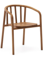 ARMONICA stackable armchair chair with armrests in solid teak wood for outdoor gardens and terraces
