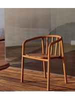 ARMONICA poltrona impilabile sedia con braccioli in legno massello di teak per esterno giardino e terrazzi