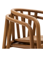 ARMONICA stackable armchair chair with armrests in solid teak wood for outdoor gardens and terraces