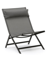 STAD folding deckchair for outdoor in matt grey painted aluminum for home or contract use