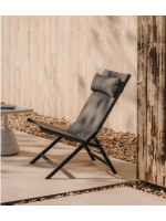 STAD folding deckchair for outdoor in matt grey painted aluminum for home or contract use